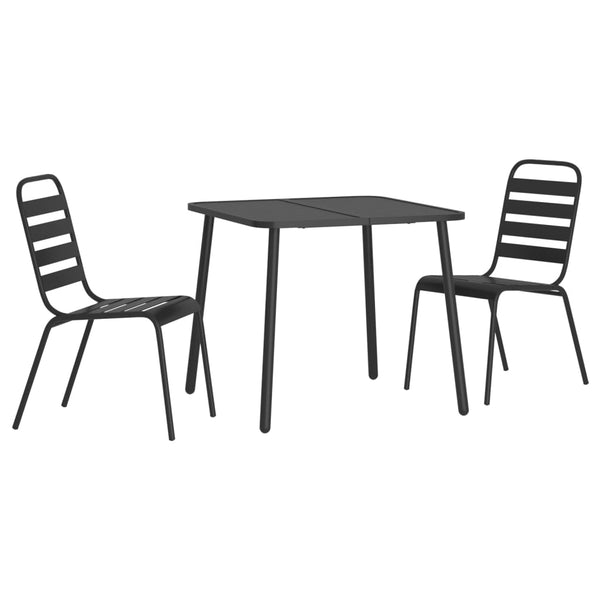 Baofeng 3-teiliges Outdoor-Esszimmer-Set aus Stahl, Anthrazit