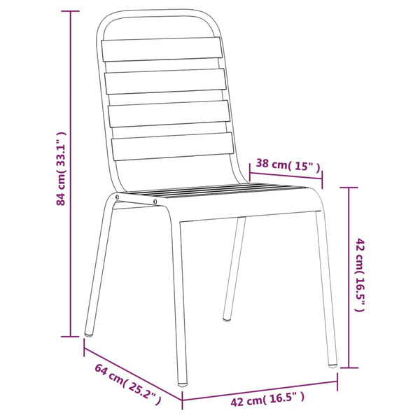 Baofeng 3-teiliges Outdoor-Esszimmer-Set aus Stahl, Anthrazit