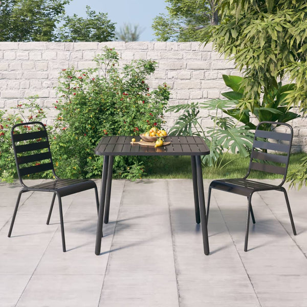 Baofeng 3-teiliges Outdoor-Esszimmer-Set aus Stahl, Anthrazit