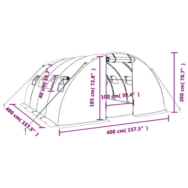 Weißes Gewächshaus mit Stahlrahmen Saban 16 m² 4x4x2 m
