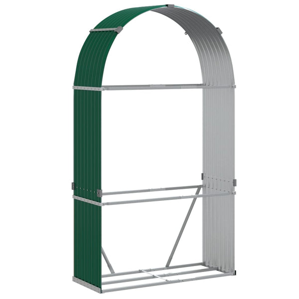 Grünes Kaminholzregal Rozmari 120x45x210cm (verzinkter Stahl)