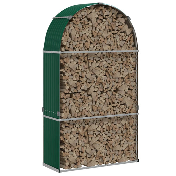 Grünes Kaminholzregal Rozmari 120x45x210cm (verzinkter Stahl)