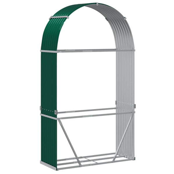 Grünes Kaminholzregal Rozmari 120x45x210cm (verzinkter Stahl)