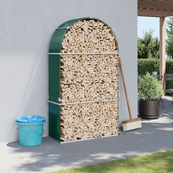 Grünes Kaminholzregal Rozmari 120x45x210cm (verzinkter Stahl)