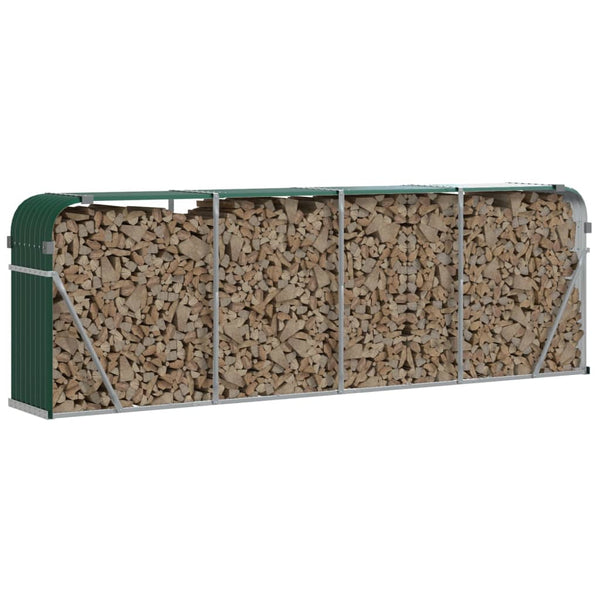Grünes Kaminholzregal Rozmari 300x45x100cm (verzinkter Stahl)