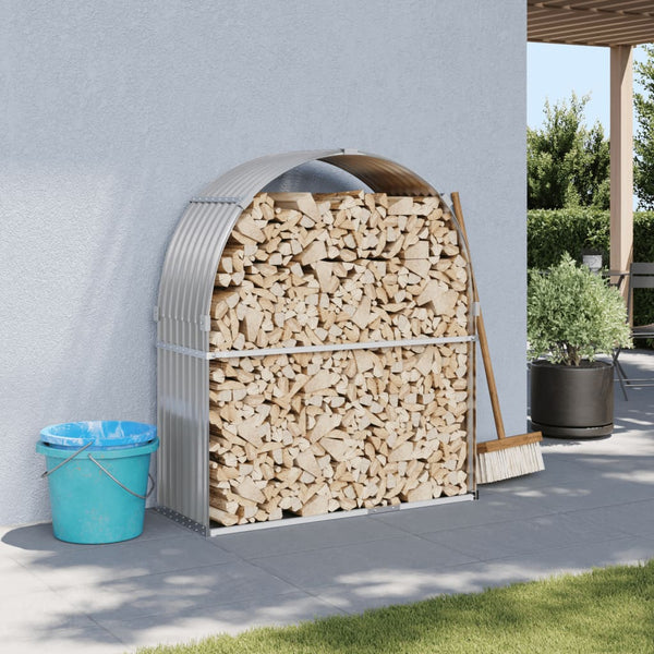 Hellgraues Kaminholzregal Rozmari 120x45x140cm (verzinkter Stahl)