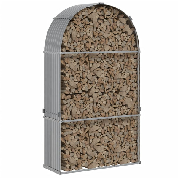 Hellgraues Kaminholzregal Rozmari 120x45x210cm (verzinkter Stahl)