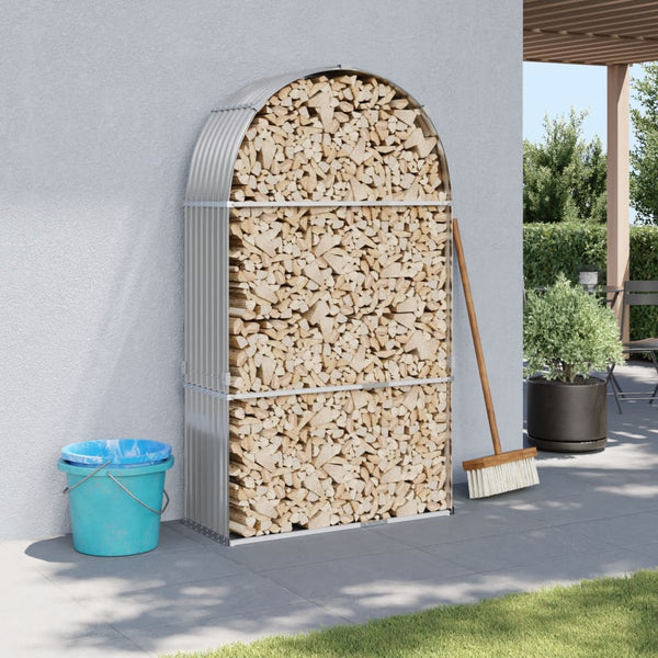 Hellgraues Kaminholzregal Rozmari 120x45x210cm (verzinkter Stahl)
