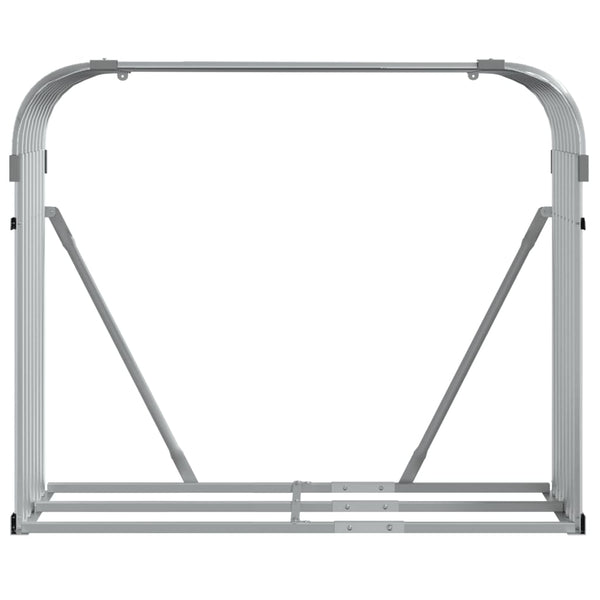 Vaaleanharmaa polttopuuteline Rozmari 120x45x100cm (galvanoitu teräs)