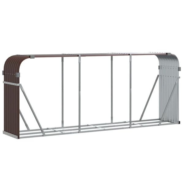 Braunes Kaminholzregal Rozmari 234x45x100cm (verzinkter Stahl)