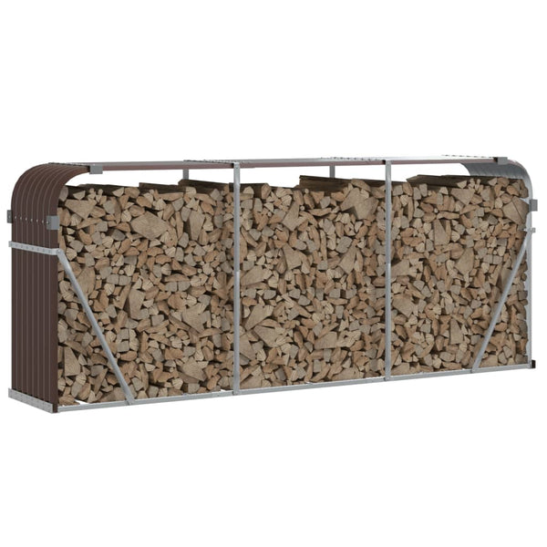 Braunes Kaminholzregal Rozmari 234x45x100cm (verzinkter Stahl)