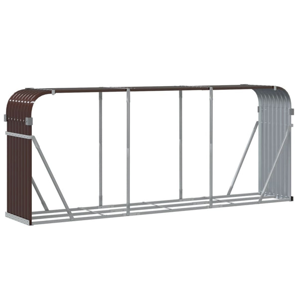 Braunes Kaminholzregal Rozmari 234x45x100cm (verzinkter Stahl)