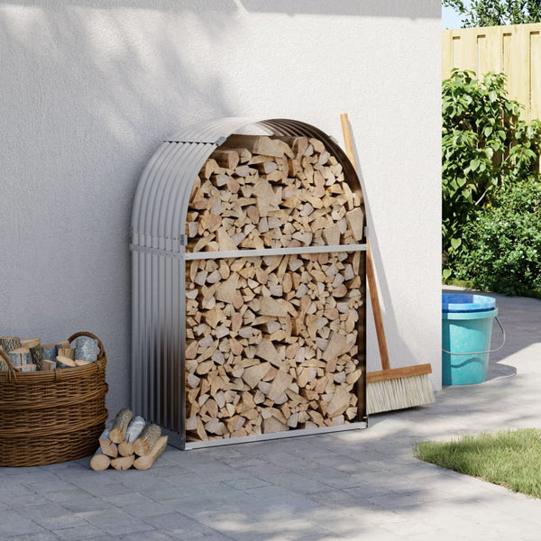 Silbernes Kaminholzregal Rozmari 80x45x120cm (verzinkter Stahl)