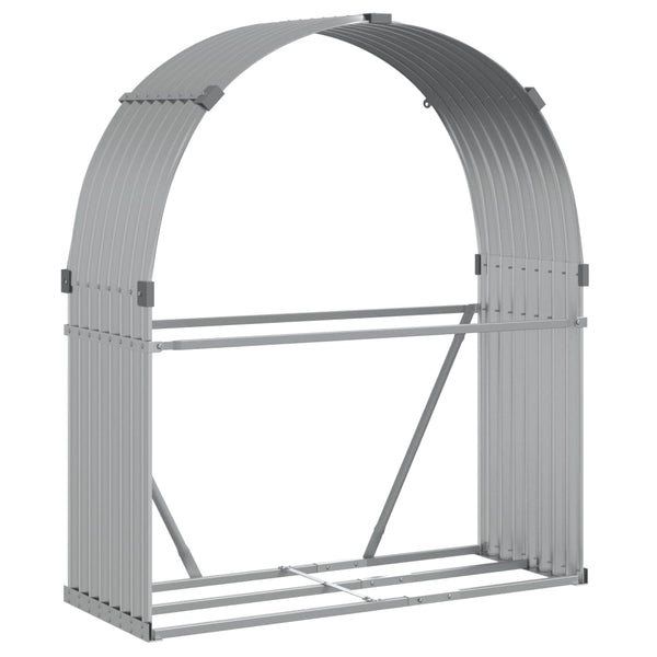 Silberner Kaminholzständer Rozmari 120x45x140cm (verzinkter Stahl)