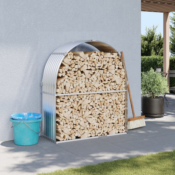 Silberner Kaminholzständer Rozmari 120x45x140cm (verzinkter Stahl)