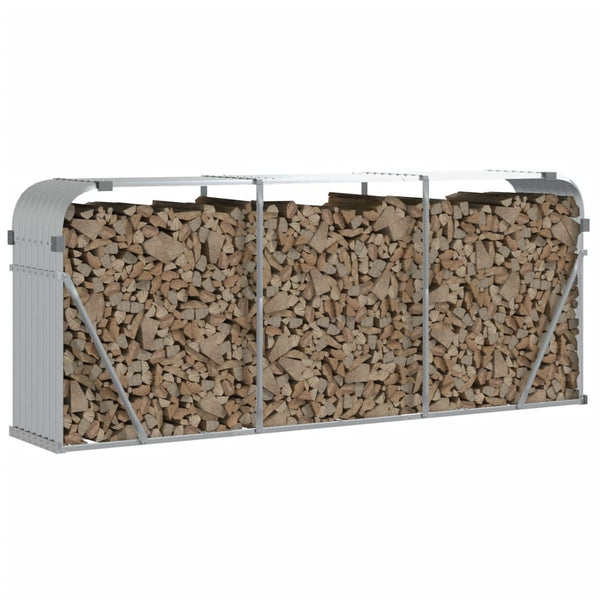Kaminholzregal Rozmari, silbern, 234x45x100cm (verzinkter Stahl)