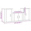 TV-Schrank-Set Sanza 3-teilig Grau (Sonoma Eiche)