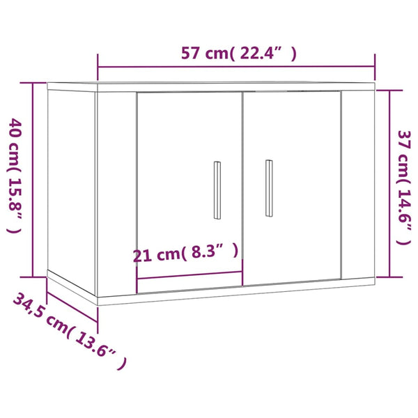 TV-Schrank-Set Sanza 3-teilig Grau (Sonoma Eiche)