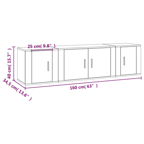 Graues TV-Schrank-Set Milorean (3-teilig, Sonoma-Holz)