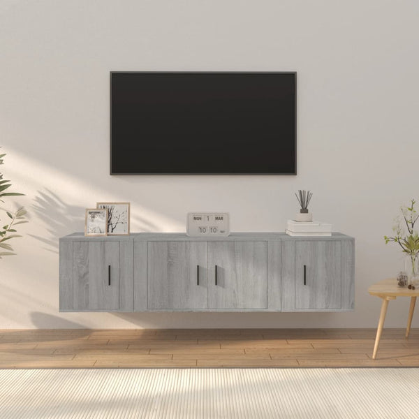 Graues TV-Schrank-Set Milorean (3-teilig, Sonoma-Holz)