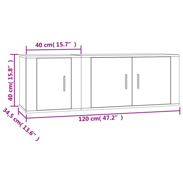 Graues TV-Schrank-Set Imtraut (2-teilig, Sonoma-Holz)