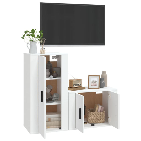 Weißes TV-Schrank-Set Iasmin (2-teilig, Holz)