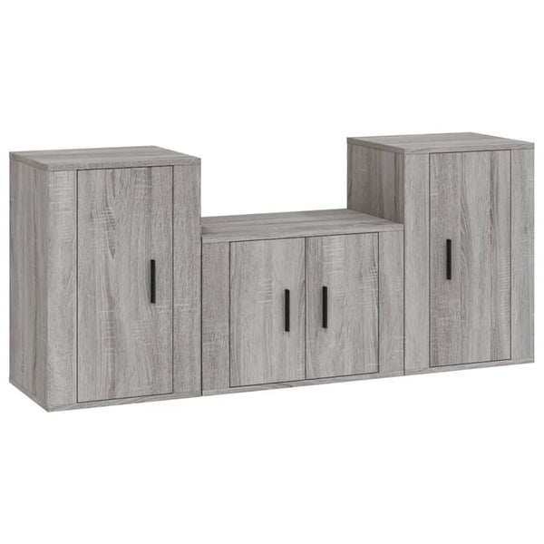 Graues TV-Schrank-Set Egaterina (3-teilig, Sonoma-Holz)