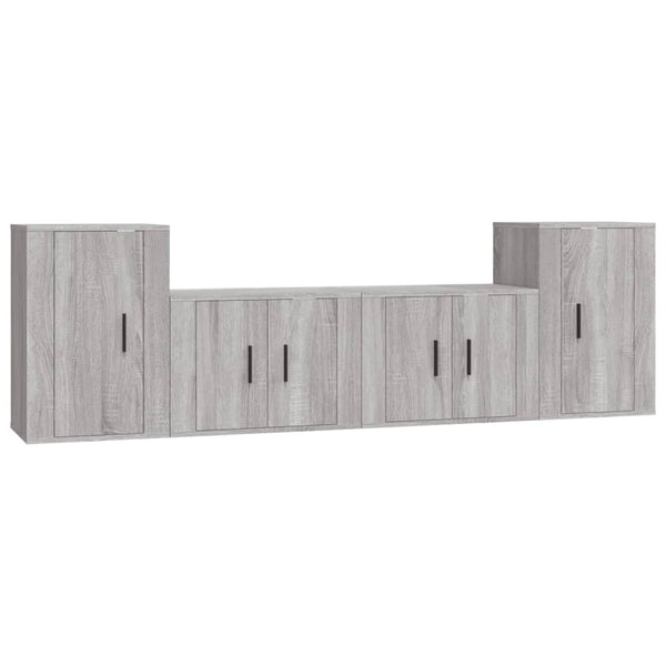 Grauer TV-Schrank Dimirel, 4-teilig (Sonoma-Holz)