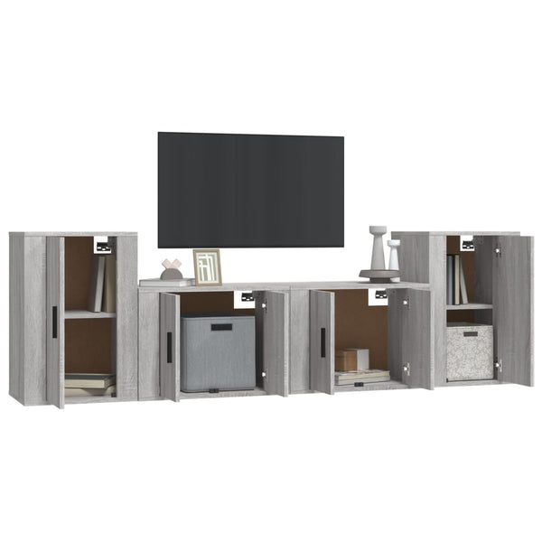 Grauer TV-Schrank Dimirel, 4-teilig (Sonoma-Holz)