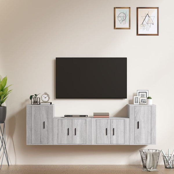 Grauer TV-Schrank Dimirel, 4-teilig (Sonoma-Holz)