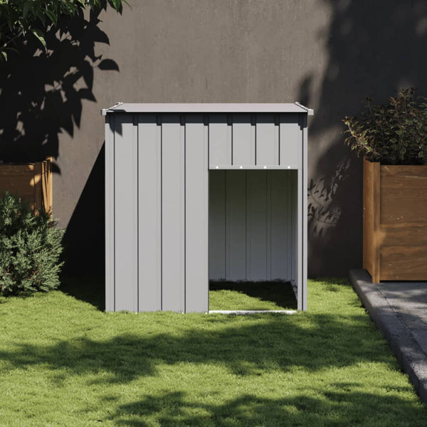 Graue Hundehütte mit Dach Vencuta 110x103x109cm (verzinkter Stahl)
