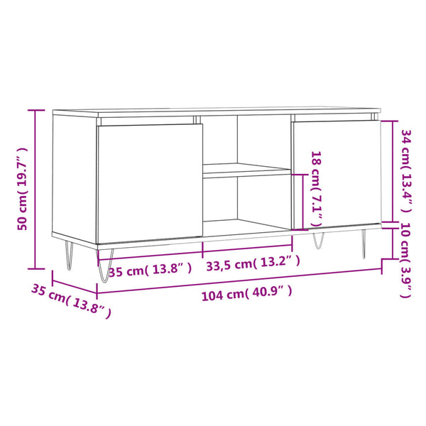 TV-Möbel Dolj aus Räuchereiche 104x35x50cm (Holz)