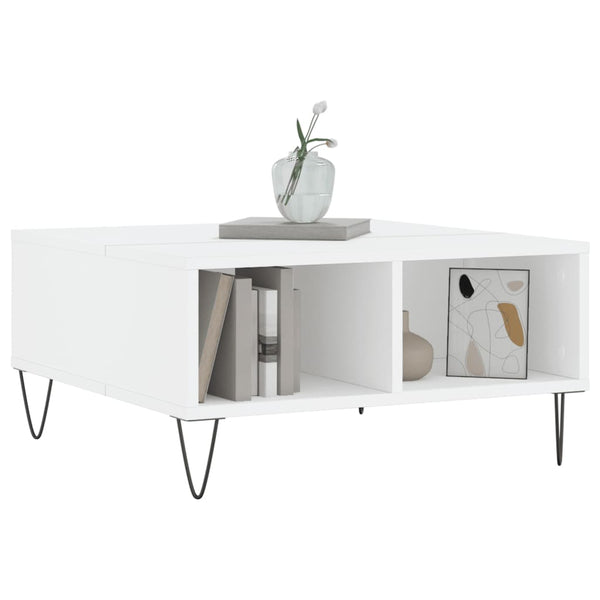 Weißer Couchtisch Menodor 60x60x30cm (Holz)