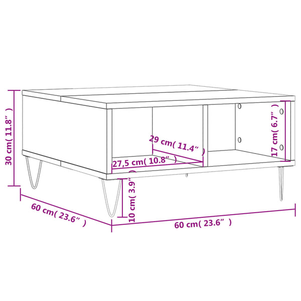 Weißer Couchtisch Menodor 60x60x30cm (Holz)
