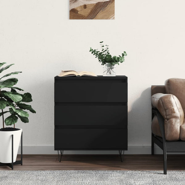 Schwarzes Sideboard Laurentina 60x35x70cm (Holz)