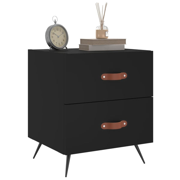 Schwarzer Nachttisch Josiah 40x35x47,5cm (2 Stück, Holz)