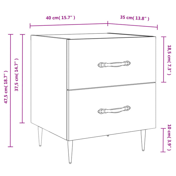 Grauer Nachttisch Boiangiu 40x35x47,5cm (Holz)