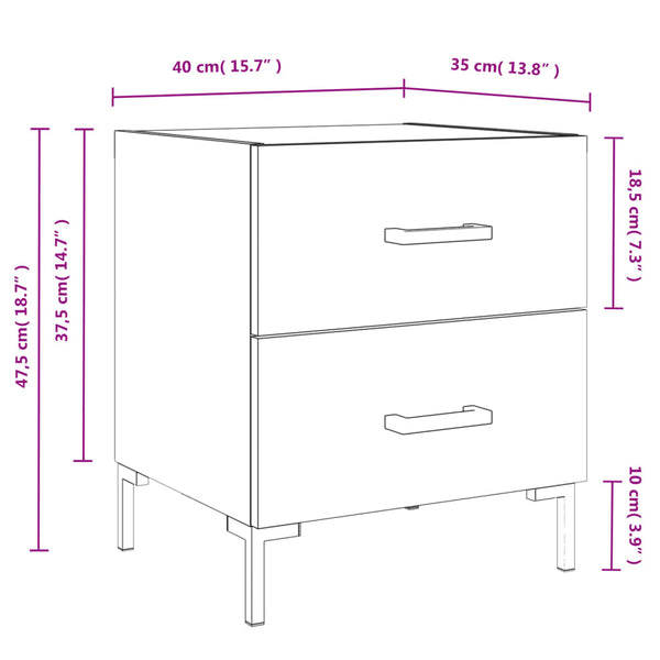 Graue Nachttische Jarret 40x35x47,5cm (2 Stk. Sonoma-Holz)