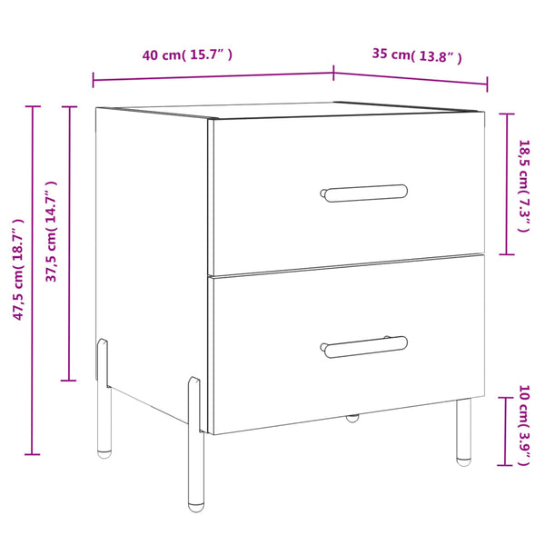 Nachttische Rarau 40x35x47,5cm Grau (2 Stück Holz)