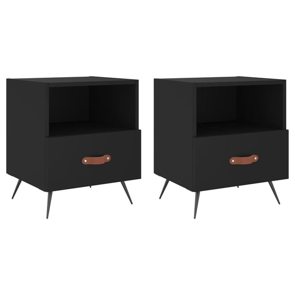 Schwarze Nachttische Muftah 40x35x47,5cm (2er-Set Holz)