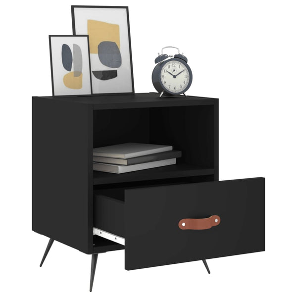 Schwarze Nachttische Muftah 40x35x47,5cm (2er-Set Holz)