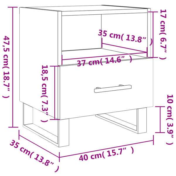 Nachtschrank Grau Toy 40x35x47,5cm (2 Stück Holz)