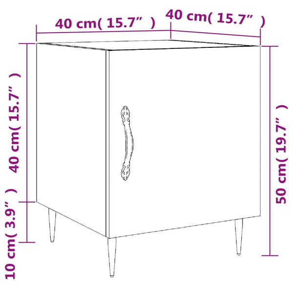 Graue Nachttische Signa 40x40x50cm (2 St. Sonoma-Holz)
