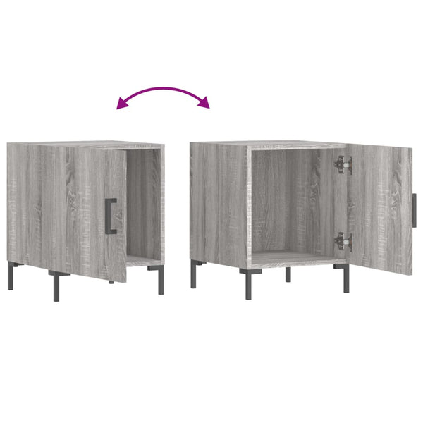 Graue Nachttische Vilhelmine 40x40x50cm (2er-Set, Sonoma, Holz)