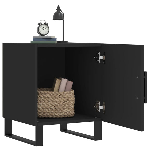 Schwarze Nachttische Burhan 40x40x50cm (2er Set Holz)