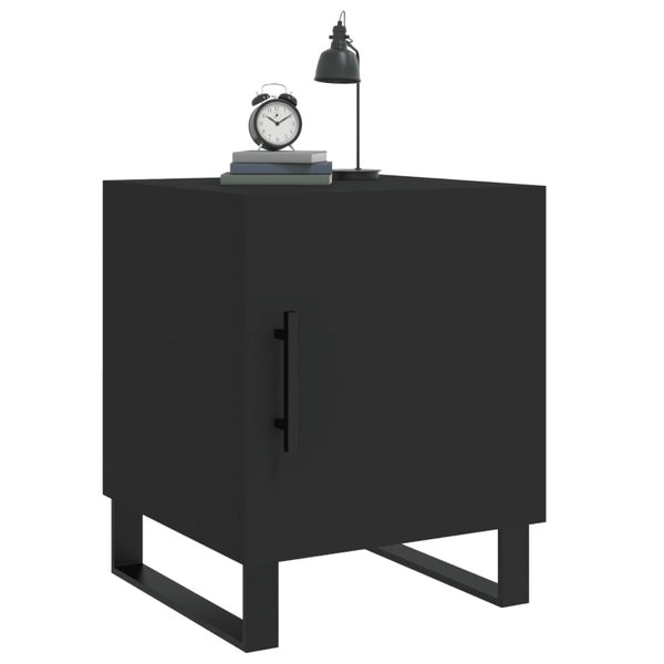 Schwarze Nachttische Burhan 40x40x50cm (2er Set Holz)
