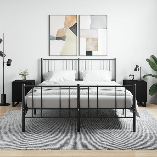 Schwarze Nachttische Burhan 40x40x50cm (2er Set Holz)