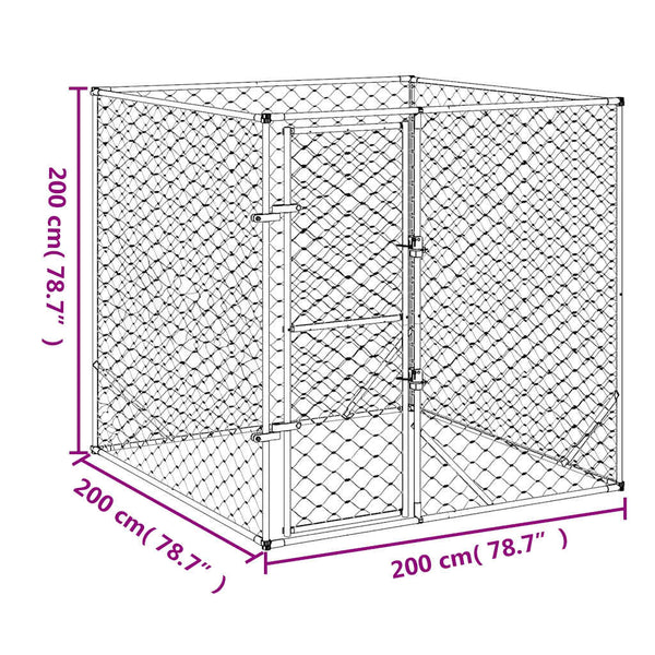 Hopea koiran ulkohäkki Finii 2x2x2 m (galvanoitu teräs)