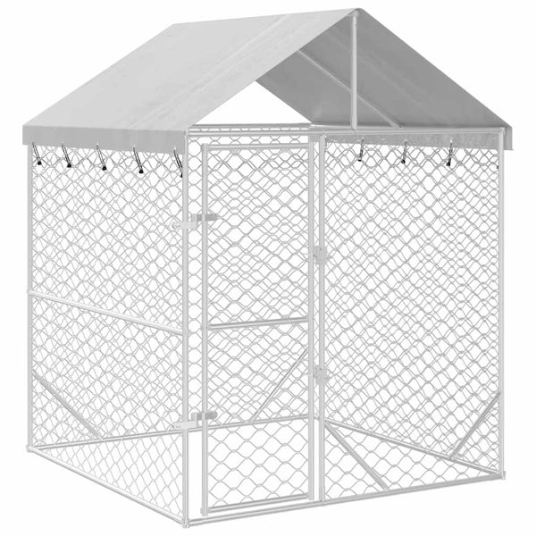 Hundezwinger Arist mit Dach, 2x2x2,5 m, Silber (verzinkter Stahl)