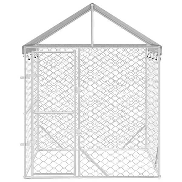 Hundezwinger Arist mit Dach, 2x2x2,5 m, Silber (verzinkter Stahl)